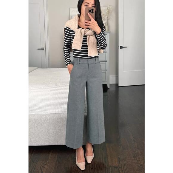 J. Crew Sydney High Rise Wide Leg Cropped Dress Trouser Pants Gray 2 - Picture 1 of 4